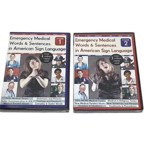 ASL American Sign Language Emergency Medical Words Religion Emotions 2 DVD Deaf